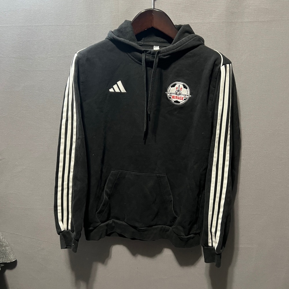 Adidas FC Mirage Soccer Hoodie Mens Medium Black 3-Stripe Pullover Sweatshirt